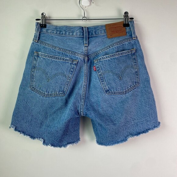 Levis Premium 501 Original High-Waisted Mid Thigh Denim Shorts 25 - Picture 2 of 8